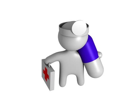 Doctor with 3d medicine capsule