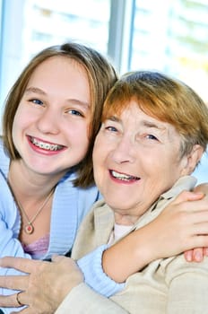 Granddaughter visiting grandmother