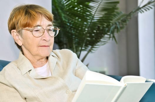 Old woman reading book