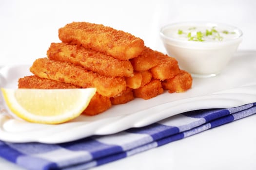 Fried fish sticks with remoulade