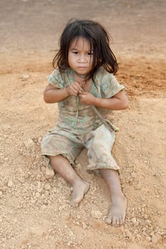 Portrait of girl from Laos in poverty