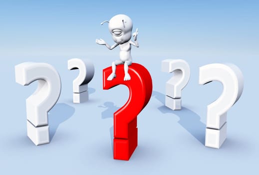 Question mark with thinker
