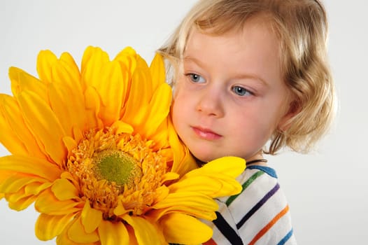 little girl with sunflower