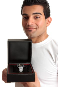 Man showing a wristwatch