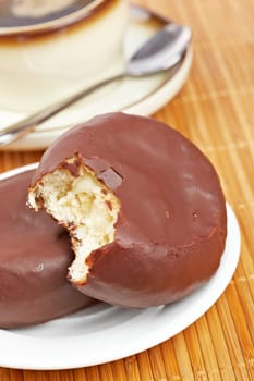 Delicious donut with coffee