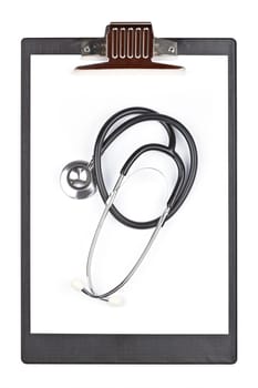 Medical clipboard with stethoscope