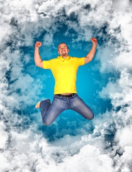 happy man in the sky