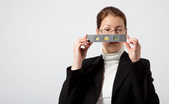 business woman walking with case