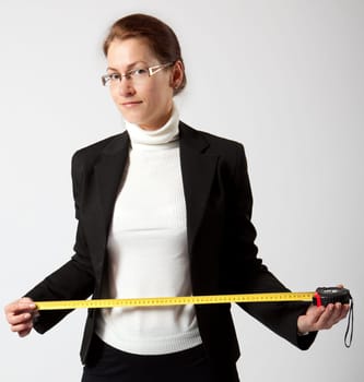 business woman walking with case