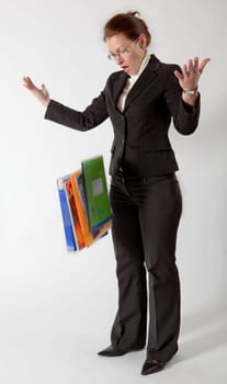 business woman walking with case