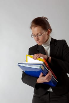 business woman walking with case