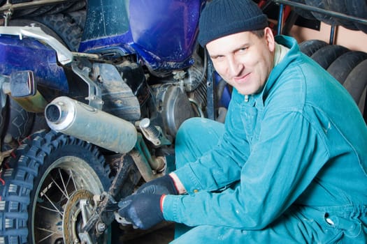 mechanic in garage