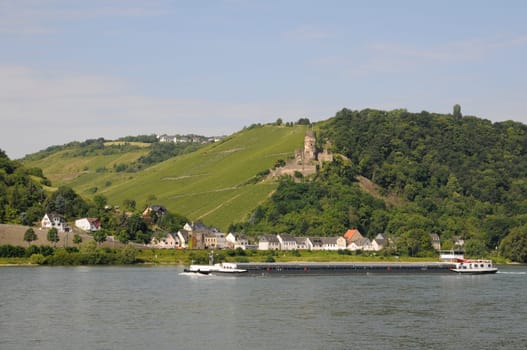Barge on the Rhine near Rheindiebach