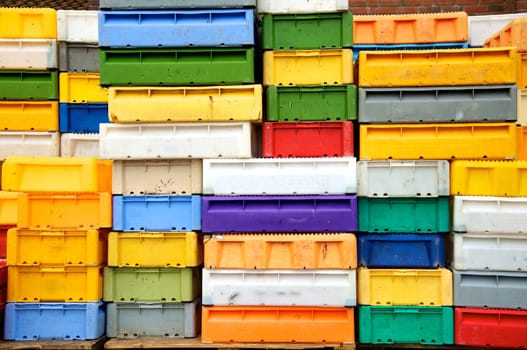 Fish crates in the harbour of Maasholm