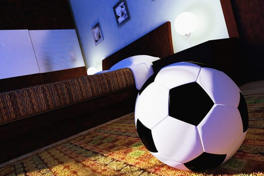 soccer ball in a bedroom