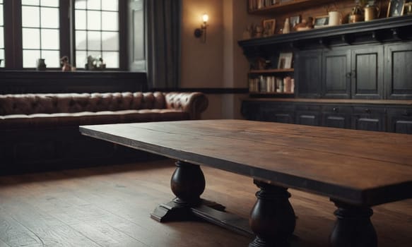 Professional design background with expensive wood. Dark wood table. High quality illustration