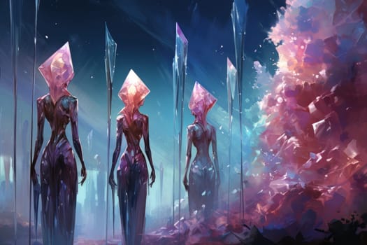 Step into the realm of fantasy and behold the enigmatic presence of mysterious crystalline beings.