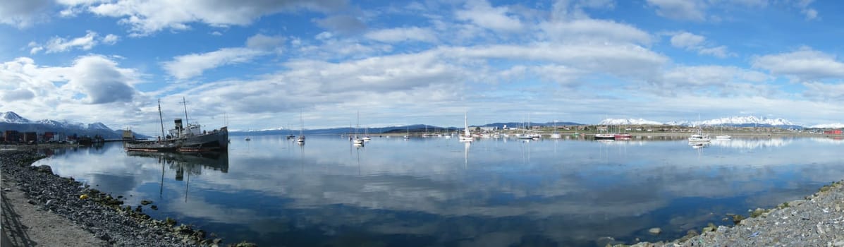 Argentina, Patagonia, Ushuaia, Port, panoramic