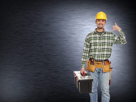 manual worker portrait with toolbox