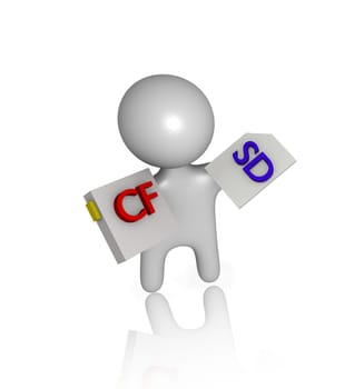 Memory cards cf and SD male 3d