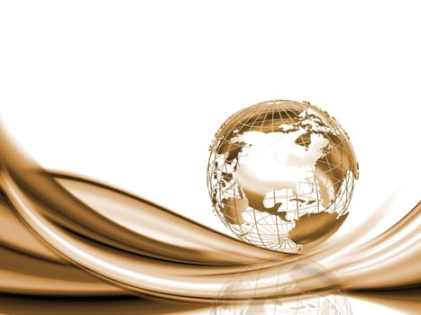 Wireframe globe on abstract background