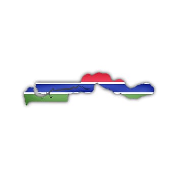 map and flag of gambia