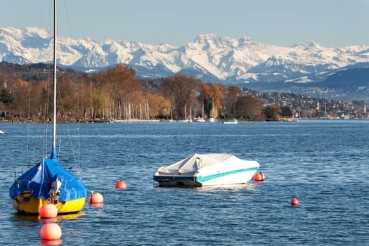 Lake Zurich with Alps