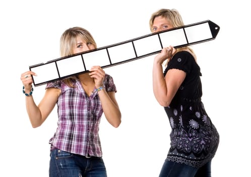 Mother and daughter with film strip
