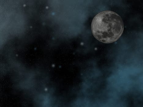 Starry night sky with moon