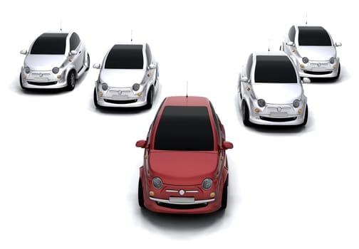 One car leading the way for others