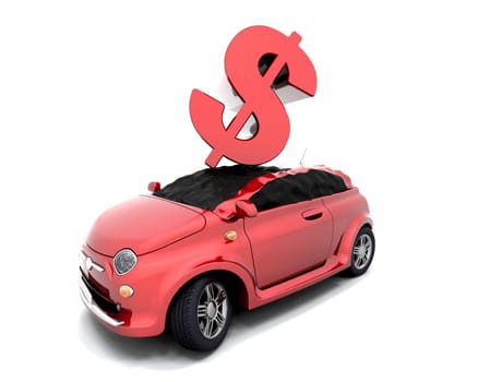 Dollar sign crashing onto a car