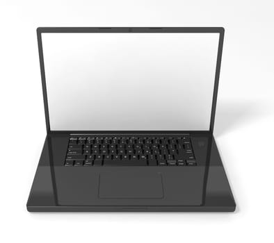 3D render of a black laptop computer