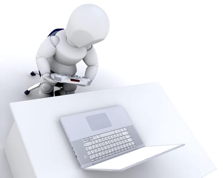 3d render of man playing computer games