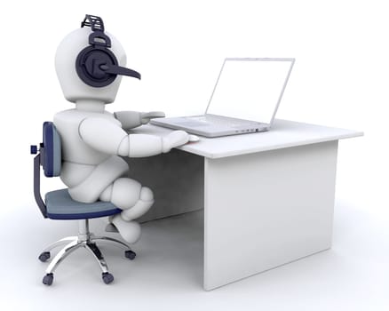 3d render of man using VOIP