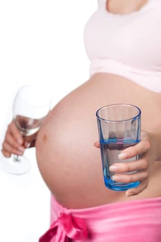 Pregnant girl with glass