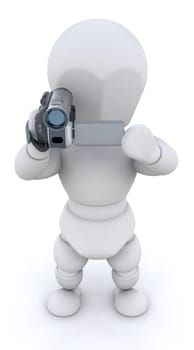 3D render of a man with a video camera