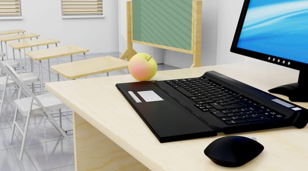 3d render of a contemporary classroom interior