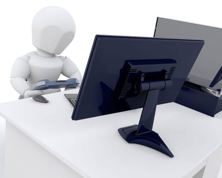 3d render of man playing computer games