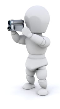 3D render of a man with a video camera