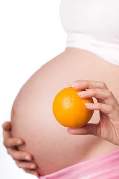 Pregnant girl with orange