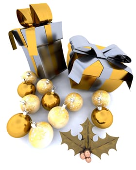 Christmas gifts with baubles