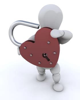 Person holding a heart shaped padlock