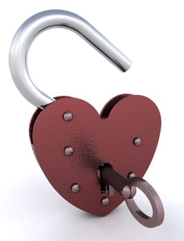 Unlocked heart shaped padlock
