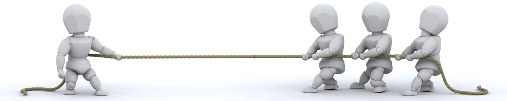 3d render of men pulling on a rope