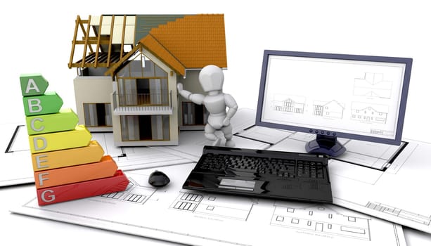 3D energy ratings of a house in construction