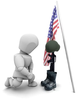 3d render of fallen soldier tribute