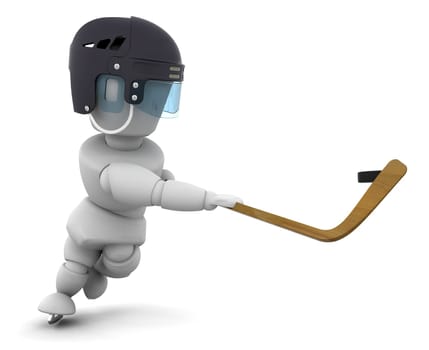 Someone playing ice-hockey