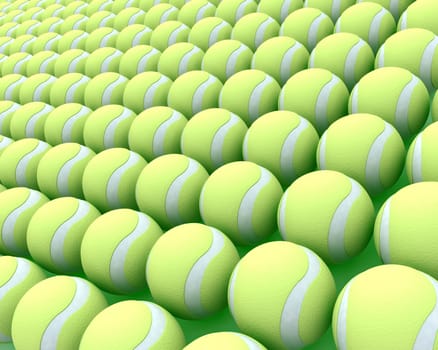 3d render of a large collection of tennis balls