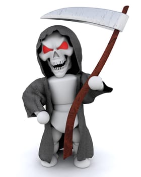 3D render of man in halloween party reaper outfit