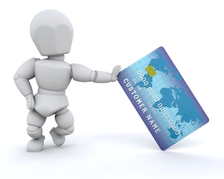 3d render of a person with a charge card